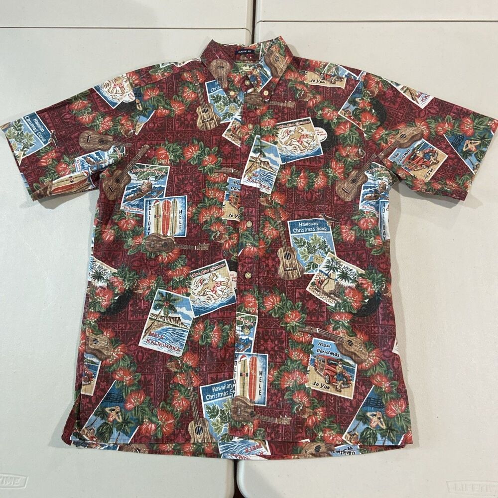 Reyn Spooner Men's M Mele Kalikimaka Hawaiian Christmas Aloha Shirt Rare